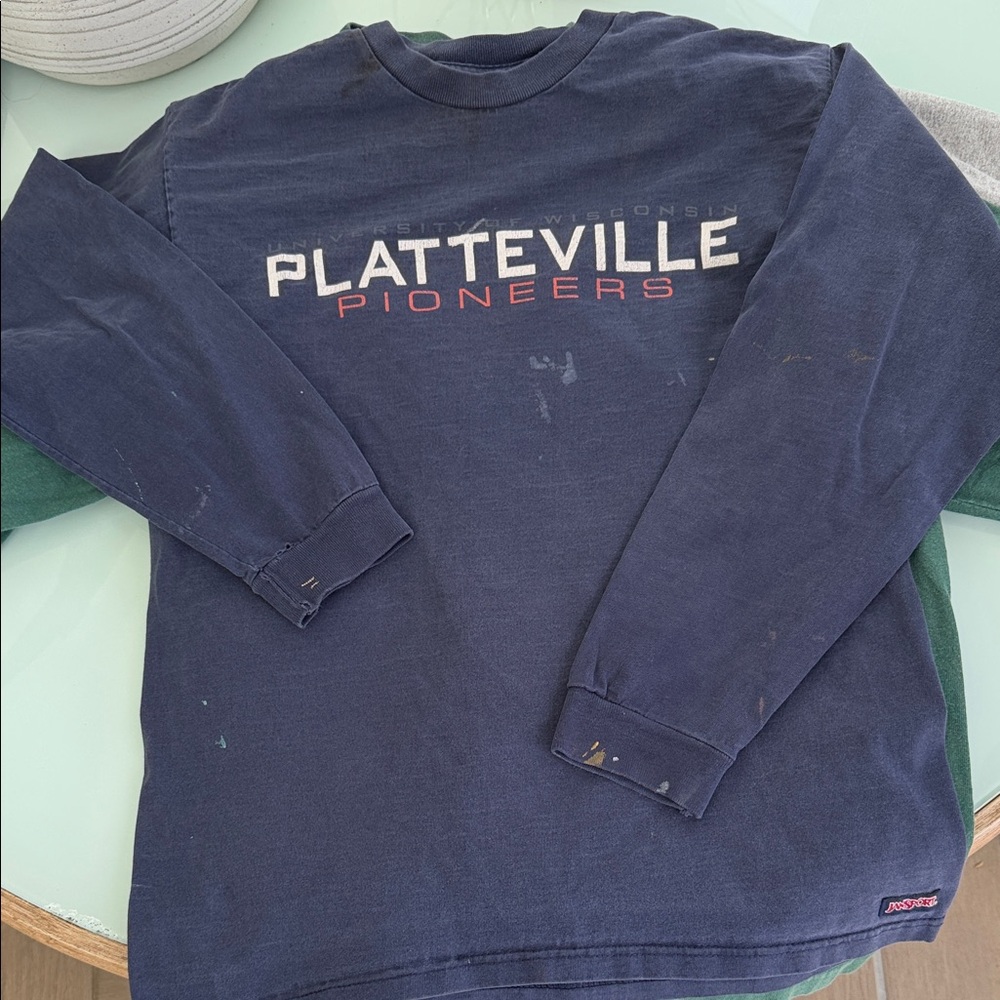 Jansport Navy Tee with Red Logo vintage patch logo